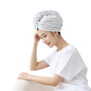 Bonnet de séchage des cheveux en polaire de bambou rose 65x252cm, serviette absorbante à séchage rapide et épaisse pour femmes, usage domestique - Product Image 3