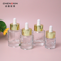 Flacon compte-gouttes rond transparent de 15 ml en verre à épaule plate pour sous-conditionnement de crème visage et diffuseur de parfum, disponible en tailles 30 ml, 40 ml, 50 ml