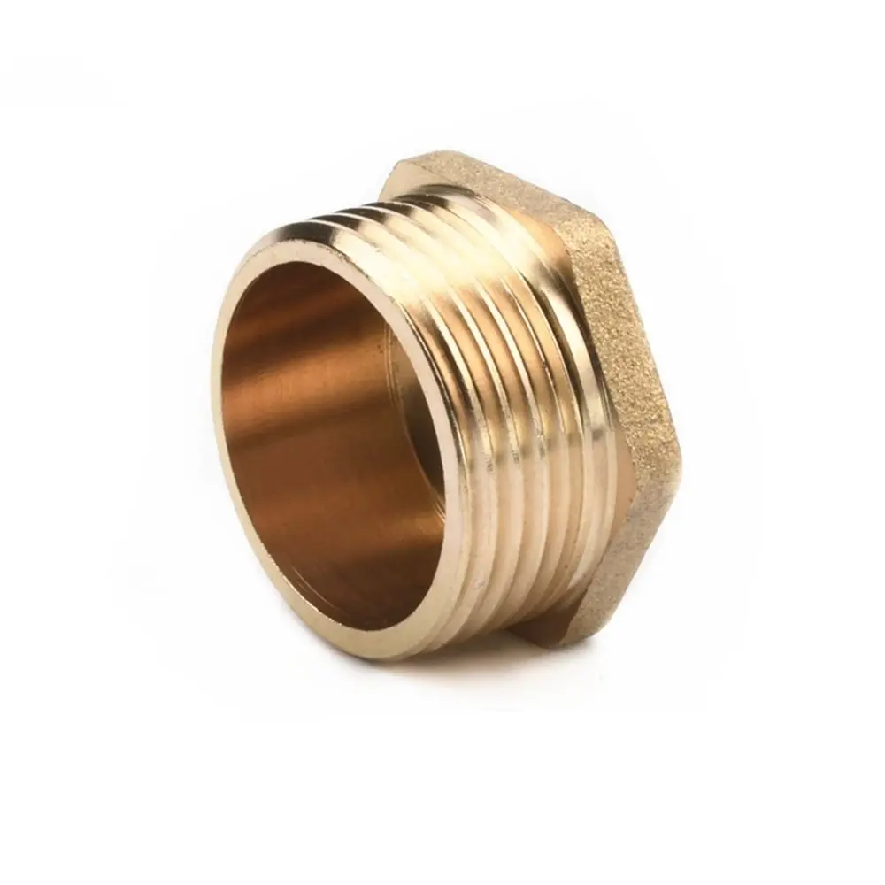 Copper 1/8" 1/4" 3/8" 1/2" 3/4" Male Thread Brass Pipe Hex Head Brass End Plug Fitting Coupler Connector Adapter