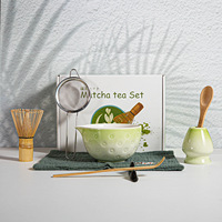 Ensemble de thé japonais de luxe personnalisé, cuillère en bambou, fouet Chasen, support, bol en céramique, kit Matcha pour la cérémonie du thé Matcha