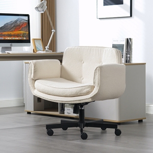Silla Criss Cross con reposabrazos ajustables, ruedas, reposacabezas, asiento ancho, silla de tocador para uso con piernas cruzadas - Product Image 5