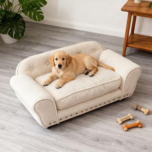Großhandel Atmungsaktives Luxus-Hundebett Sofa mit Anpassbarem Tiermuster Abnehmbar Waschbar Kartonverpackung für Alle Jahreszeiten - Product Image 2