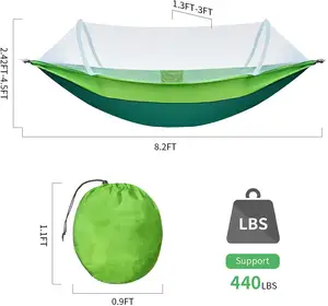 Woqi Portable Pop-up Double Hammock Camping Hammock with Net Lightweight Durable 2 Person Hammock with Tree Straps Carabiners