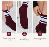 Chaussettes de Pilates en coton pour femmes, antidérapantes, respirantes, avec logo personnalisable, chaussettes de yoga mi-mollet avec grip