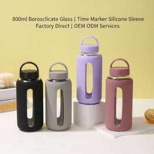 800ml Glass Water <b>Bottle</b> with Silicone Sleeve and <b>Straw</b> Lid Custom Reusable Clear <b>Drinking</b> Tumbler for Gym Sport Outdoor Travel - Product Image 5