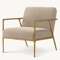 Sillón de Lujo Moderno Nórdico de Alta Gama, Sofá con Estructura de Metal Forjado a Mano, Tapizado, para Comedor