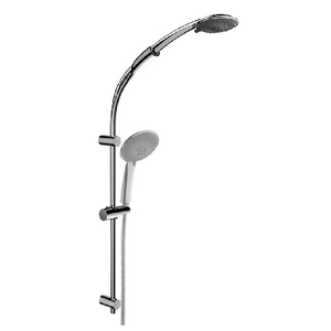 Sistema de ducha completo con riel deslizante doble cromado, cabezal de ducha manual y cabezal de ducha tipo lluvia para baños modernos - Product Image 1