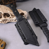 Couteau droit à lame fixe avec manche en plastique durable, pour bushcraft, sculpture, préparation du feu, camping, chasse, activités de plein air, avec étui en nylon