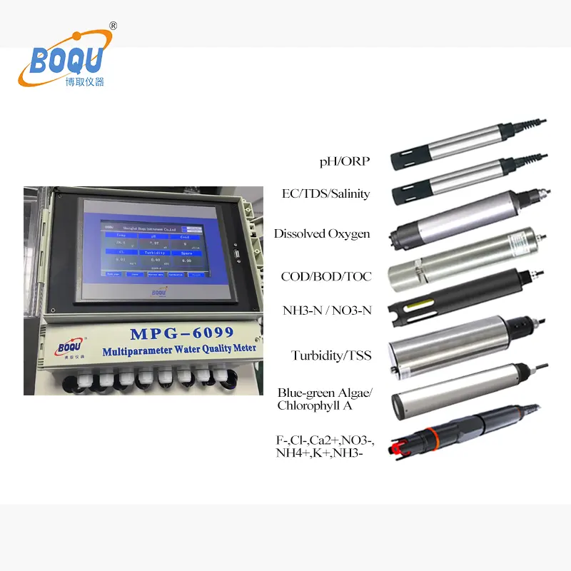 Boqu Mpg-6099 Mengukur Limbah Air dan Akuarium, Aplikasi Pertanian Ikan Multi-Parameter Meter/Analyzer/Pengontrol
