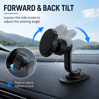 Support magnétique double bras pour téléphone de voiture, fixation ventouse pour tableau de bord, MagSafe, rotation stable à 360°, hauteur réglable, en aluminium