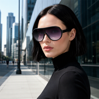 Lunettes de soleil de luxe pour femmes, de marque de luxe, écologiques, chics, élégantes, violet violet dégradé, surdimensionnées, carrées, de style shield, de créateur