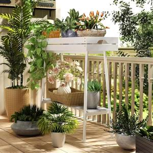 Support de fleurs <span class=keywords><strong>en</strong></span> <span class=keywords><strong>bambou</strong></span> multifonctionnel à 2 niveaux pour balcon de jardin extérieur, style ethnique, table, banc, support mural pour plantes - Product Image 4