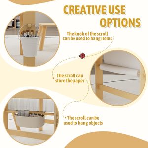 Trẻ Em Thủ Công Bảng Lưu Trữ Thiết Lập Bằng Gỗ Nghệ Thuật Vẽ Bàn Giấy Cuộn Cho Trẻ Em Của Bức Tranh Học Tập Đọc Sách Bao Gồm 2 Ghế - Product Image 5