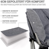 Fauteuil double pliant de camping extérieur, léger, avec structure en fer, siège portable de luxe