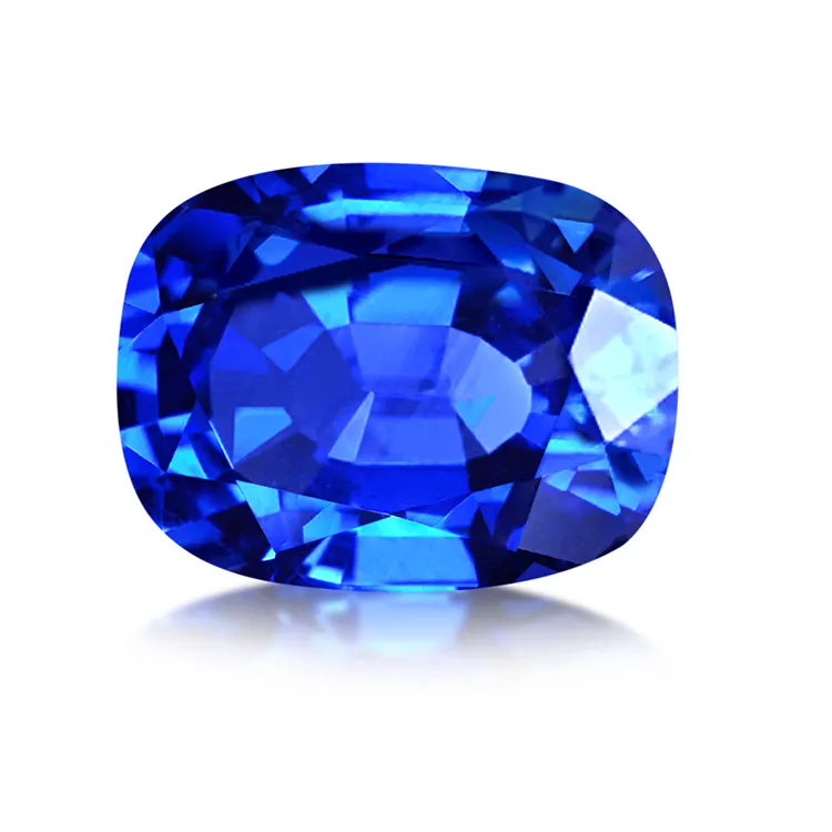 Factory Direct Price Cushion Shape Gemstone Lab Created Blue Sapphire For Fine Jewelry