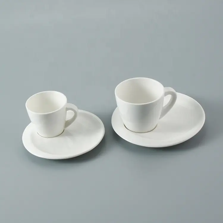 Wholesale cheap plain white porcelain espresso cup saucer set ceramic coffee cup saucer
