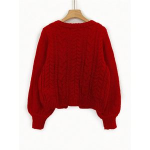 Cardigan en tricot personnalisé pour femme, coupe courte, à nouer devant, manches longues, style décontracté automne, respirant et léger, style enveloppant - Product Image 5