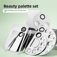 Palette de mélange de couleurs pour nail art en acier inoxydable, plateau de mélange en forme d'anneau, bâtonnets pour cosmétiques et fond de teint, emballage personnalisé avec logo