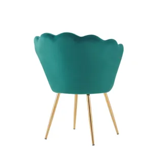 <span class=keywords><strong>Fauteuil</strong></span> moderne nordique capitonné en tissu velours bleu clair, chaise de salle à manger rembourrée avec pieds en chrome doré, mobilier de maison - Product Image 3