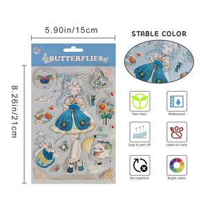 Autocollants de décoration gonflés pour téléphone portable, dessin animé mignon fille - Product Image 5