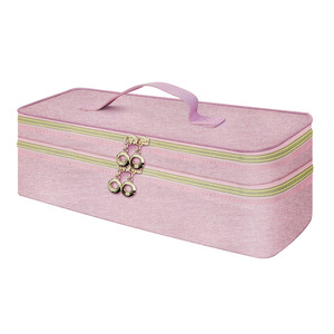 Pink Double Layer <b>Hair</b> <b>Dryer</b> Organizer <b>Bag</b> 39x14x14cm Fabric Bathroom Storage - Product Image 5
