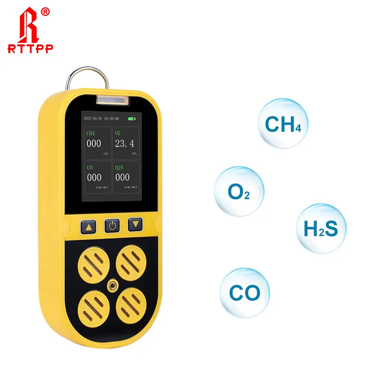 เครื่องตรวจจับก๊าซ O2 4 in 1แบบพกพาเครื่องตรวจจับก๊าซหลายแบบ H2S อดีต/บริษัท