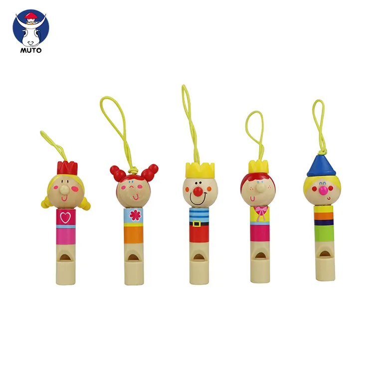 2021 New cheap baby Customized Logo musical toys instruments wooden train whistle