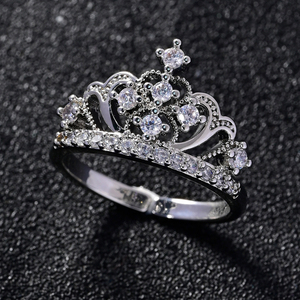 Anello a Corona Impermeabile in Cristallo con Cuore e Zirconi CZ, Gioiello da Sposa Stile Fairycore, per Vendita all'Ingrosso - Product Image 3