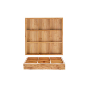 Bandejas de servir de bambú con divisores de rejilla para almacenamiento en restaurantes y presentación de alimentos, platos de madera de nueve compartimentos - Product Image 5