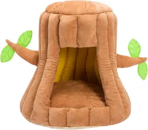 J702 kustom hangat unik bentuk pohon nyaman busa beludru tempat tidur hewan peliharaan untuk kucing sarang anjing rumah gua bantal lembut hewan peliharaan dalam ruangan