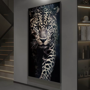 <span class=keywords><strong>Peinture</strong></span> murale moderne en cuir avec feuille d'or 3D stéréo, motif léopard noir et blanc, pour couloir, animaux, panthère, affiches et impressions - Product Image 3