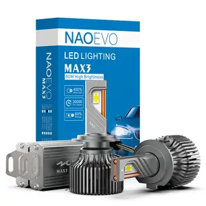 Naoevo max3 lâmpada de farol automotivo, 13000lm 120w h11 h4 h7 led, farol