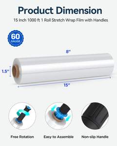 Huamaohengchun Rollo de Envoltura Retráctil de Grado Alimenticio HDPE de 15 Pulgadas y 1000 Pies, Resistencia Industrial, Calibre 80, Estiramiento del 500% - Product Image 3
