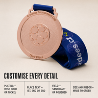 Médaille de tournoi de football OEM personnalisée en métal or rose avec ruban pour événement sportif, prix, souvenir, échantillon gratuit