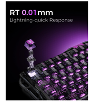 Clavier de jeu magnétique à effet Hall GravaStar Mercury V75 Lite, actuation réglable 8 kHz, RGB transparent, filaire USB-C pour PC et Mac