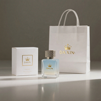 Conception personnalisée Rectangle de luxe Transparent Premium Flacon en verre 50ml 100ml Bouteille de parfum vide noire à sertir avec bouchon doré