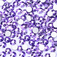 Strass en verre de qualité supérieure SS3-SS30, cristal rond violet doré, strass en résine à dos plat pour DIY, sacs, chaussures
