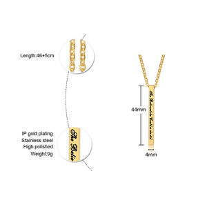 Unisex stile minimalista su misura collana in acciaio inox con placcatura in <span class=keywords><strong>oro</strong></span> inciso <span class=keywords><strong>parole</strong></span> incoraggianti e barra verticale - Product Image 6