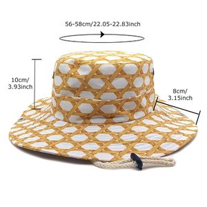 Geniş Ağızlı Hasır Kova Şapka Kadınlar İçin Puantiyeli Baskılı UV Koruyucu Açık Hava Plaj Safari Balıkçı Şapkası Çene Kayışıyla Özel Desenli - Product Image 3