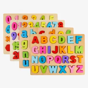 Kids Creative Alphabet Wood Puzzles Abc Letter And Number Montessori Learning Board Educational Toys For Toddlers