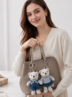 Ensemble de porte-clés en peluche pour couple, ours en peluche doux, porte-clés, accessoire cadeau