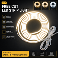 Bande LED 24V 4x8mm à découpe libre, sans soudure, haute luminosité, flexible, pour éclairage de meubles et vitrines