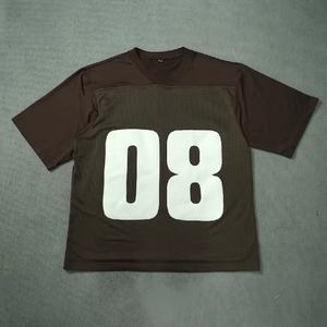 Custom Breathable Mesh American Football Jersey Silk Screen Printed Short Sleeve Vintage Oversized Boxy Cut Training Jersey - Product Image 2