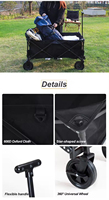 Chariot pliant portable en acier avec ouverture arrière pour le shopping, le rangement et les outils, personnalisable OEM