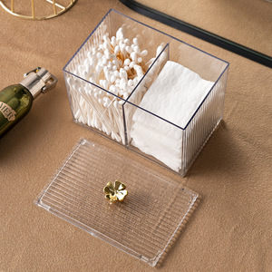 Transparent Cotton Swab Organizer <b>With</b> <b>Lid</b> Multifunctional Makeup Storage <b>Box</b> For Desktop Use - Product Image 2