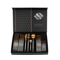 Ensemble de couverts de luxe 24 pièces avec boîte haut de gamme, service personnalisé de 24 couverts mats colorés pour 6 personnes, comprenant couteau, fourchette et cuillère