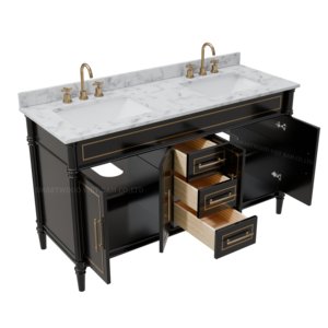 Meuble-lavabo de salle de bain moderne avec lavabo en céramique et armoire de rangement spacieuse - Product Image 5