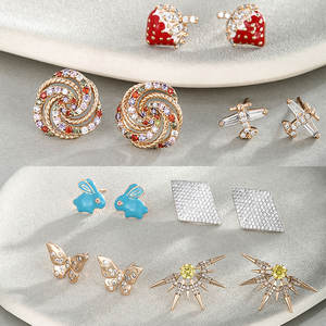 ต่างหูแฟชั่นดีไซน์ใหม่สไตล์เกาหลีรูปดอกไม้ประดับเพชรหลากสีรูปดาวสำหรับผู้หญิงจาก Xuping Jewelry Wholesale - Product Image 3