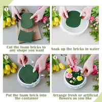 Busa Floral Hijau Blok DIY untuk Rangkaian Bunga, Kering & Basah, Penyerap Air, Ramah Lingkungan, Indoor/Outdoor, Wisuda, Halloween