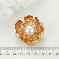 Bros Mutiara Air Tawar Asli Berlapis Emas Warna Tembaga Tahan Luntur, Dekorasi Zhuji, untuk Wanita